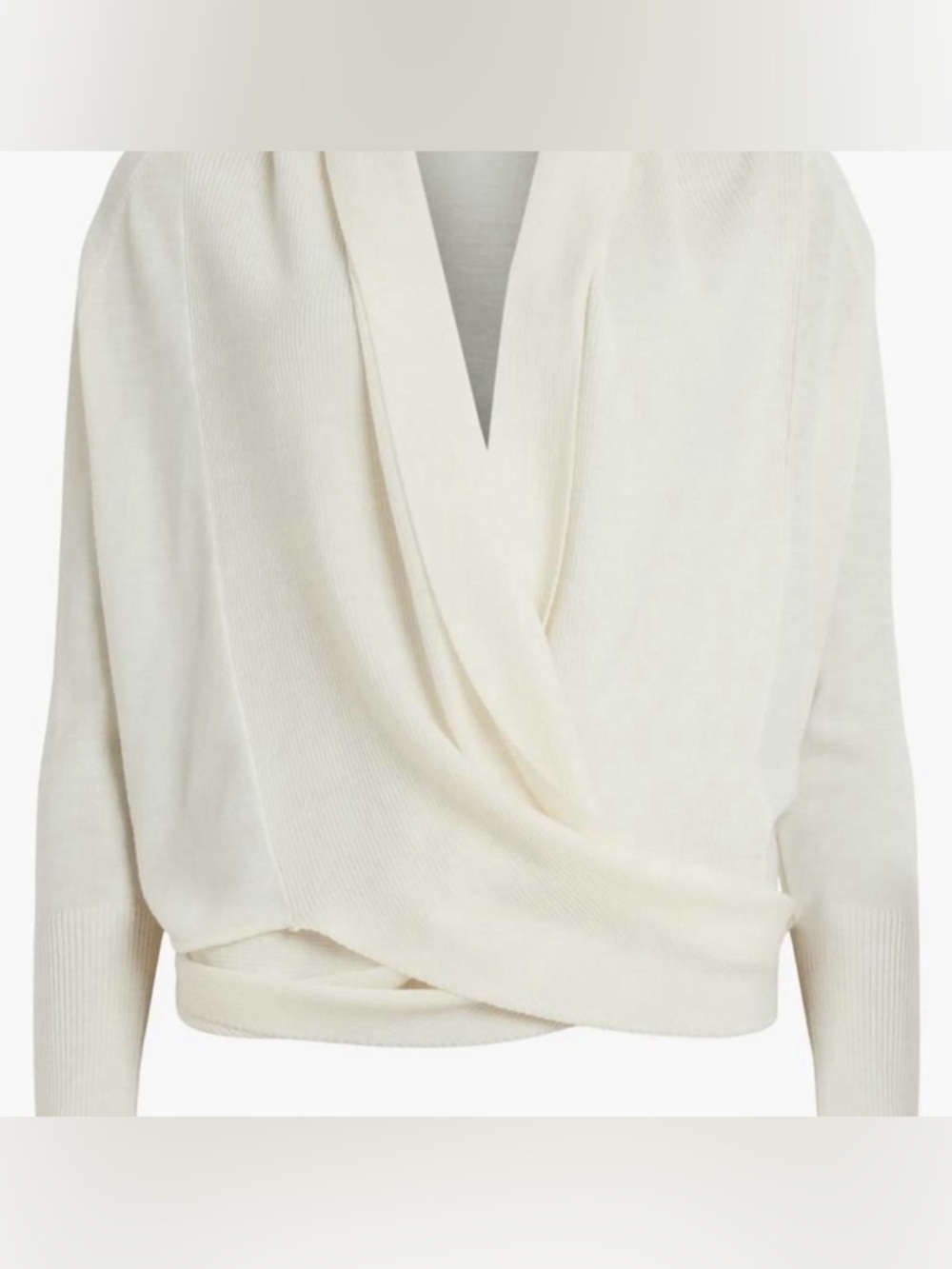 NWT All Saints Wasson Pirate Wrap Merino Wool Cardigan - Chalk White